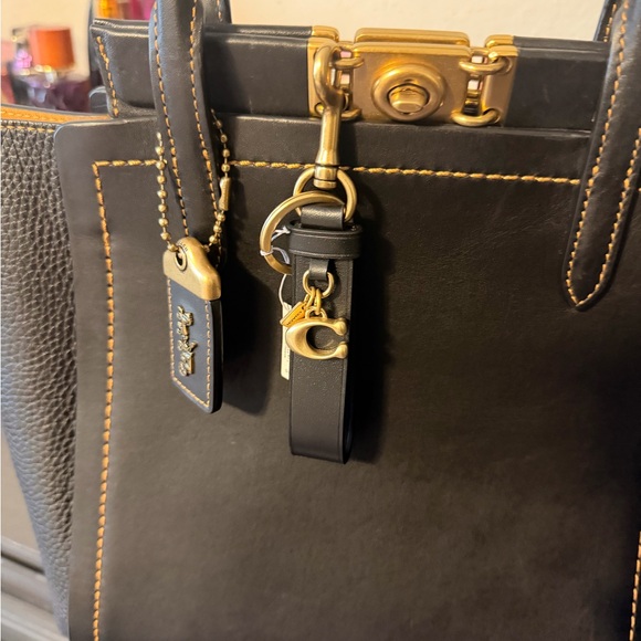 Coach Black Leather Keychain with Gold Details - Picture 6 of 7